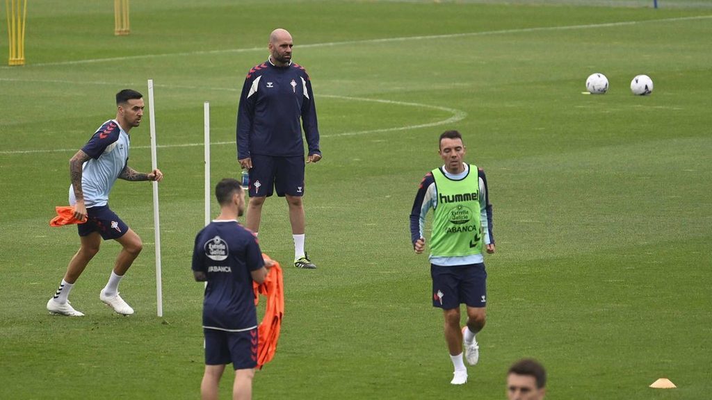 Celta entrenando antes del partido contra el Salamanca